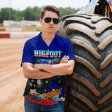 BIGFOOT 4x4 Monster Truck Hawaiian Shirt – CRUNCH! Design, Blue Short Sleeve for Men