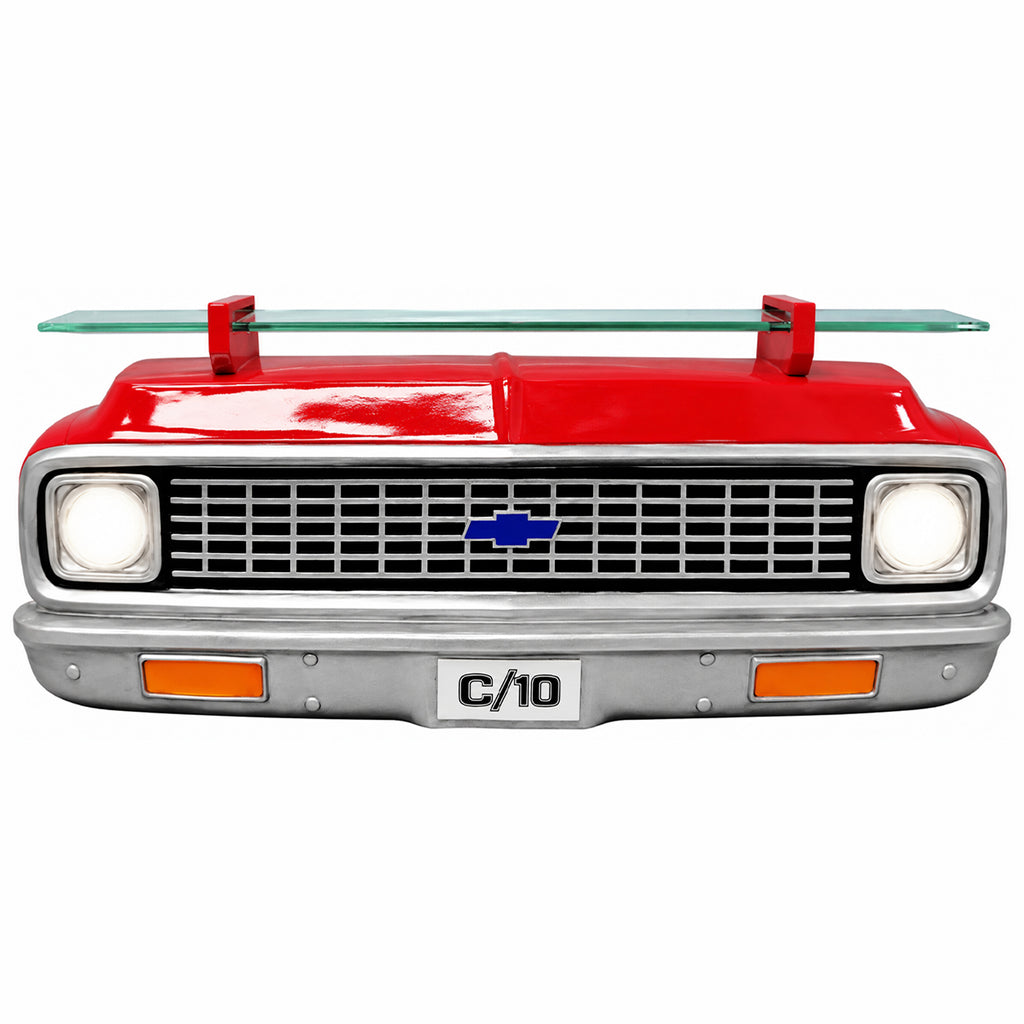 1972 Chevrolet C10 Red & White LED Wall Shelf – Tempered Glass
