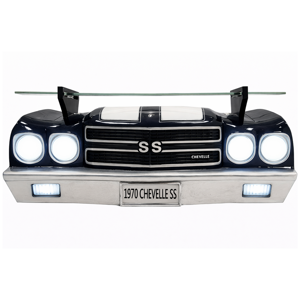 1970 Chevrolet Chevelle Floating Wall Shelf, Black with White Stripes, 19.5 x 7 x 7.5 inches, Car Enthusiast Gift, Muscle Car Decor