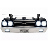 1970 Chevrolet Chevelle Floating Wall Shelf, Black with White Stripes, 19.5 x 7 x 7.5 inches, Car Enthusiast Gift, Muscle Car Decor