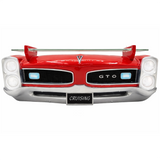 Sunbeltgifts 1966 Pontiac GTO Floating Wall Shelf, Red, 19.5x6.5x8 inches, Tempered Glass, Battery Operated LED Headlights, GTO fans, Gift for Vintage Car Enthusiasts, Man Cave Decor, Automotive Decor