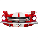 Sunbeltgifts 1966 Carroll Shelby GT350 Floating Shelf, Red with White Stripes, 19.7x5.9x7.9 inches, Tempered Glass, LED Headlights, Car Wall Decor, Shelby Collector Gift Idea, Classic Car Enthusiast