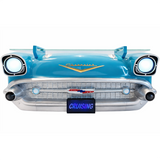1957 Chevy Bel Air Wall Shelf, Floating Shelf, Turquoise 20x6.1x8 inches, Tempered Glass, LED Headlights, Battery Operated, Classic Car Wall Decor, Novelty Gift, Gift Idea for Car Fans