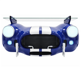 Sunbeltgifts Shelby Cobra 427 Wall Shelf, Blue with White Stripes, 19.70x8.50x10.4 inches, Tempered Glass, Battery Powered LED Headlights, Car Lover Gift, Classic Auto Decor, Cobra Collectible