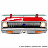 1972 Chevrolet C10 Red & White LED Wall Shelf – Tempered Glass