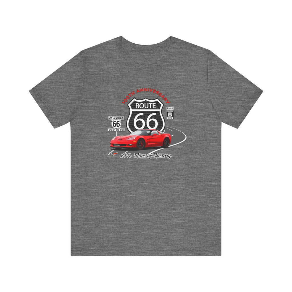 C6 Corvette Route 66 100th Anniversary Short Sleeve Tee – Legends of the Road, Perfect for the Corvette Fan