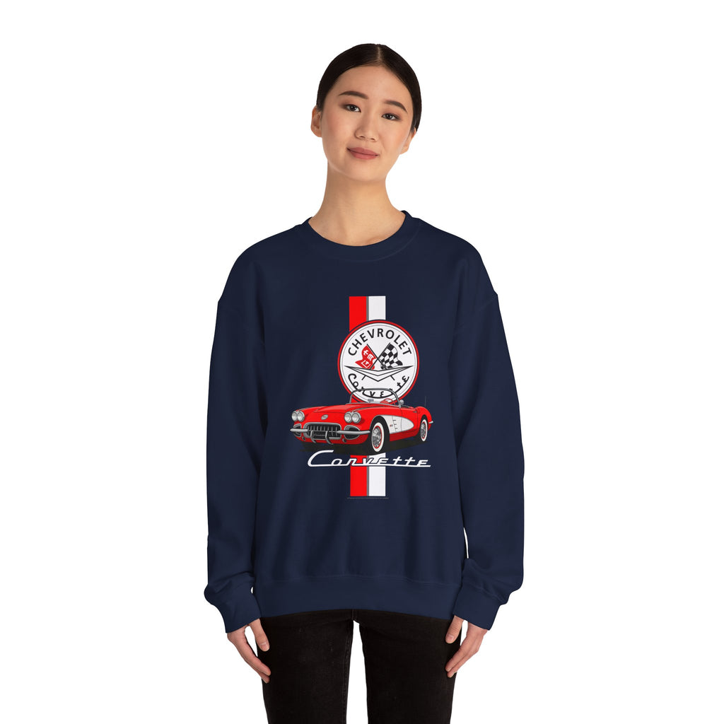 C1 Corvette Vertical Stripe Emblem Cotton Blend Sweatshirt – Legends of the Road, Perfect for the Corvette Fan