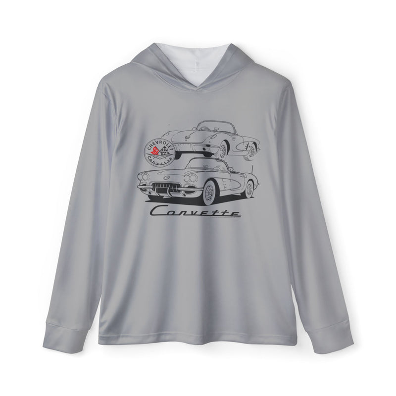 C1 Corvette Silhouette Hooded Performance Long Sleeve Tee – Legends of the Road, Perfect for the Corvette Fan