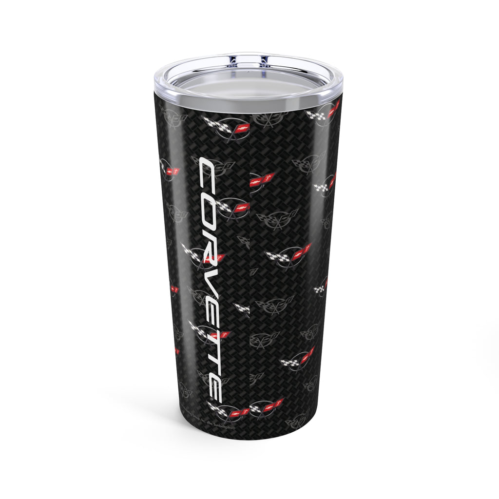 Corvette C5 Logo Toss  Pattern Carbon Tumbler 20oz | Retro Car Lover Travel Cup, Gift for Him, Car Enthusiast, Father's Day, Road Trip