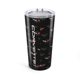 Corvette C5 Logo Toss  Pattern Carbon Tumbler 20oz | Retro Car Lover Travel Cup, Gift for Him, Car Enthusiast, Father's Day, Road Trip