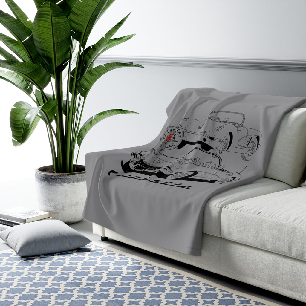 C1 Corvette Silhouette 50 x 60 Inch Sherpa Fleece Blanket – Legends of the Road, Perfect for the Corvette Fan