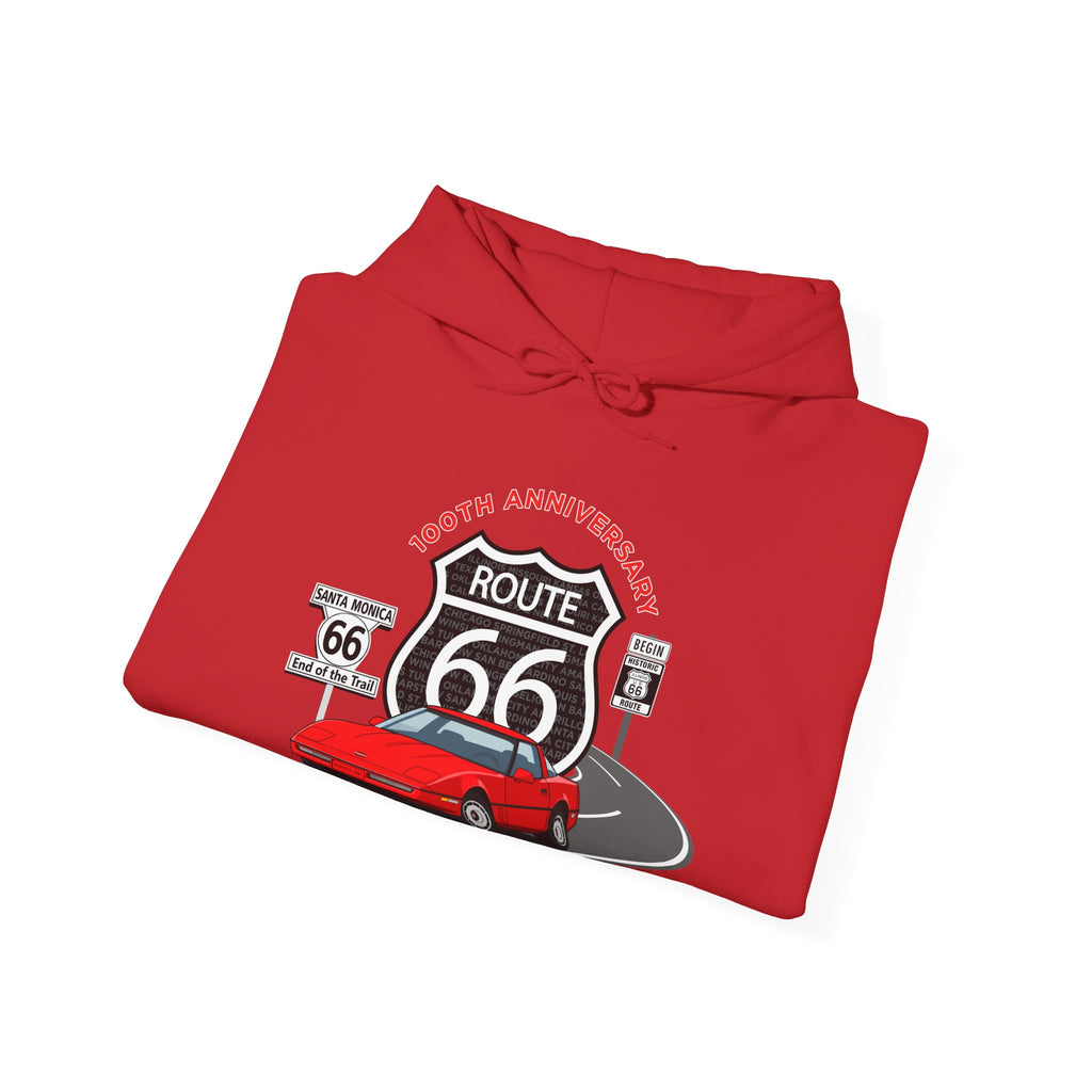 C4 Corvette Route 66 100th Anniversary Hooded Sweatshirt – Legends of the Road, Perfect for the Corvette Fan