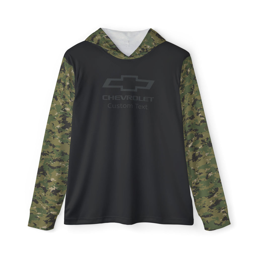 Personalized GM Chevrolet Bowtie Men's Digital Camo Sports Warmup Hoodie, Moisture-Wicking, UPF 50+ Sun Protection, Lightweight, Perfect for Active Chevy Enthusiasts