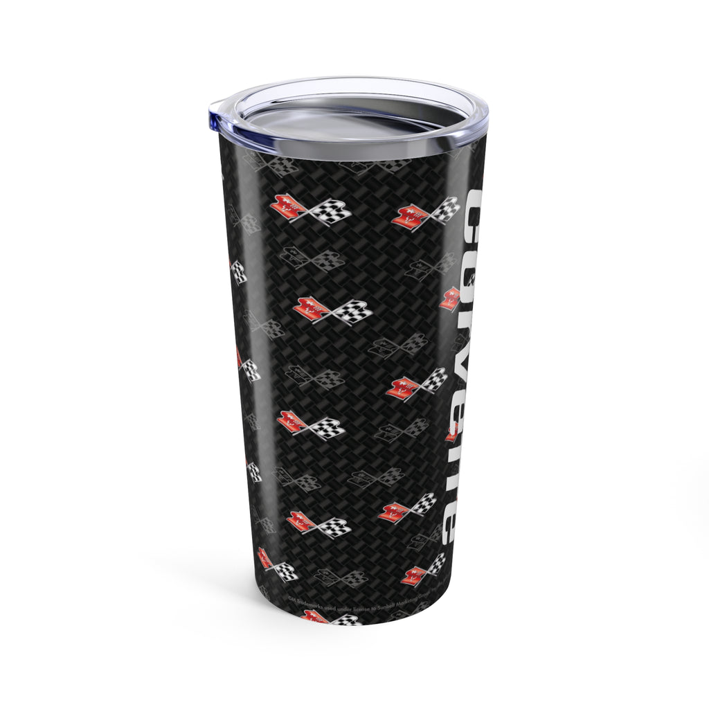 Corvette C3 Logo Toss  Pattern Carbon Tumbler 20oz | Retro Car Lover Travel Cup, Gift for Him, Car Enthusiast, Father's Day, Road Trip