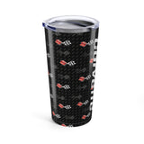 Corvette C3 Logo Toss  Pattern Carbon Tumbler 20oz | Retro Car Lover Travel Cup, Gift for Him, Car Enthusiast, Father's Day, Road Trip