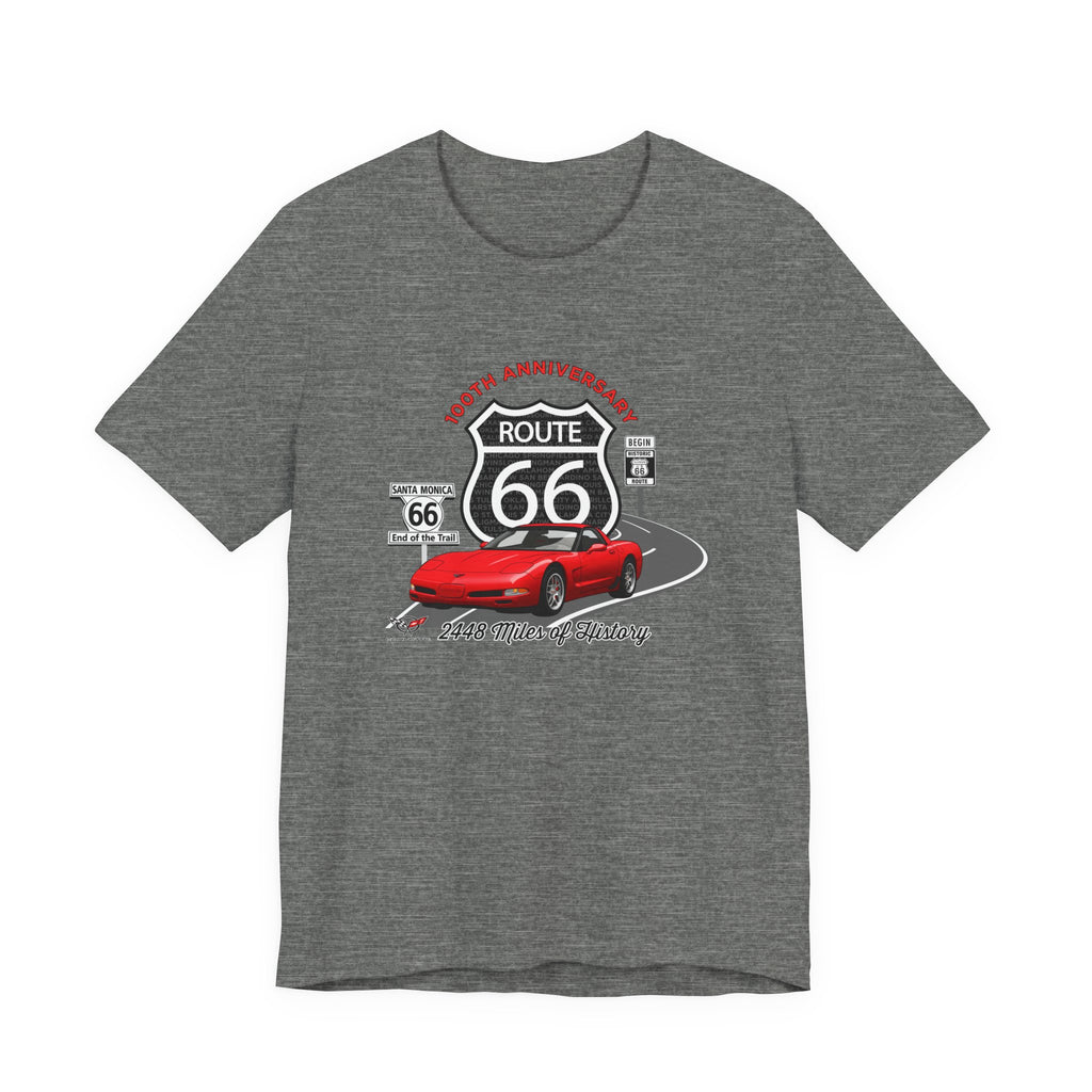 C5 Corvette Route 66 100th Anniversary Short Sleeve Tee – Legends of the Road, Perfect for the Corvette Fan