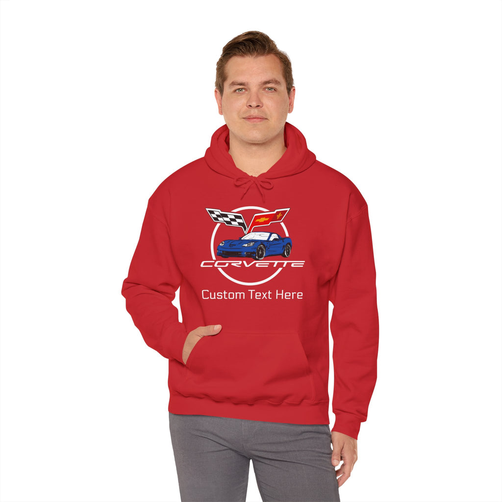 Custom Chevy C6 Corvette Hoodie, Personalized Blue Car Color Sweatshirt, Unisex Pullover for Car Enthusiasts, Great Gift for Corvette Fans