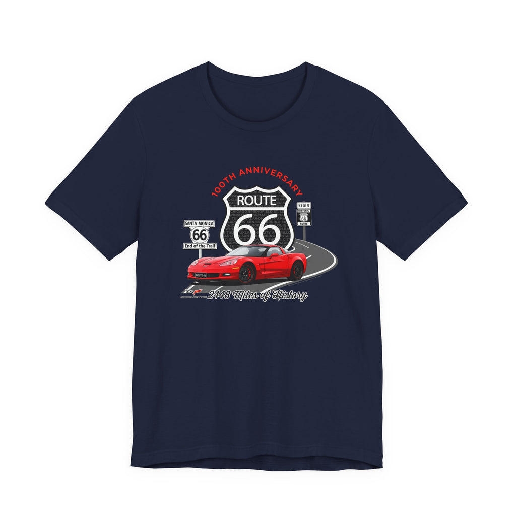 C6 Corvette Route 66 100th Anniversary Short Sleeve Tee – Legends of the Road, Perfect for the Corvette Fan