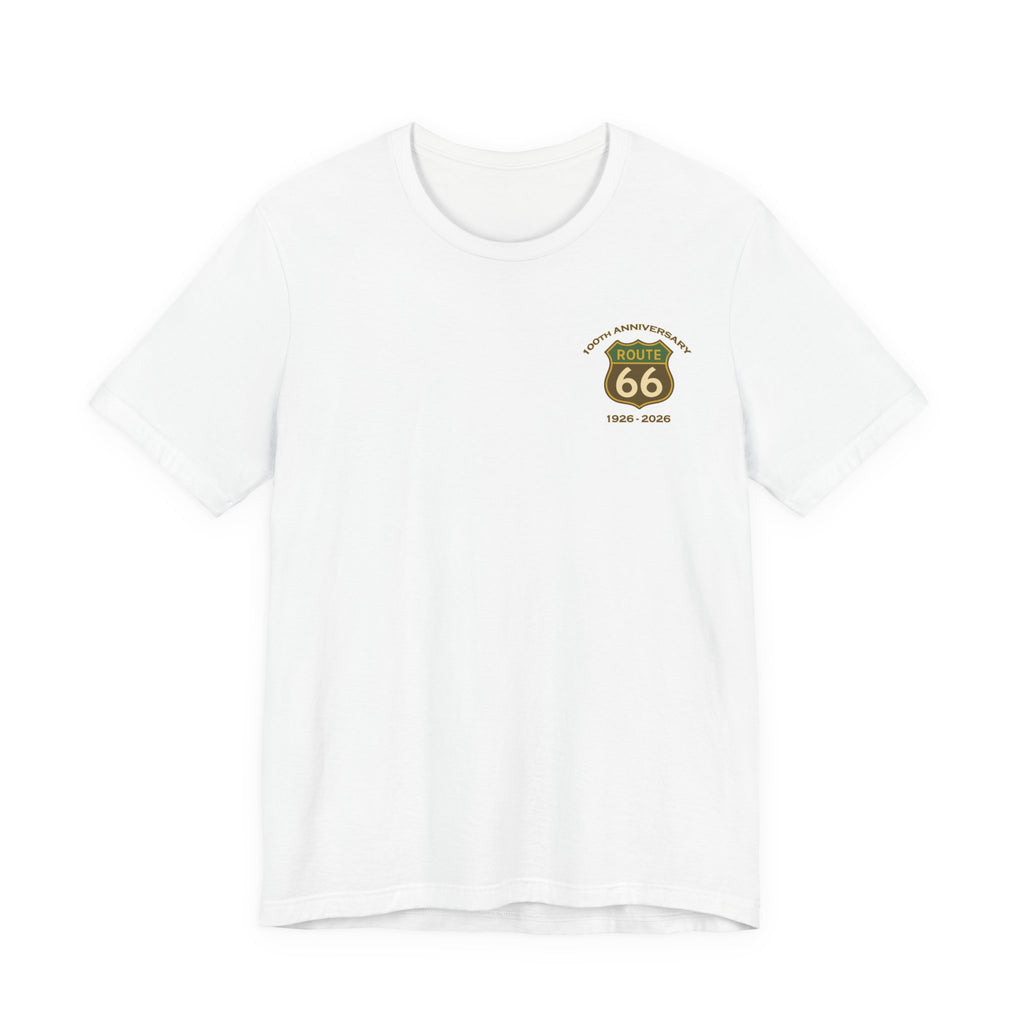 Legends of Route 66 100th Anniversary Landmark Collage Design Cotton Front and Back Printed Short Sleeve Tee