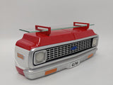 1972 C10 Truck Red, White Wall Shelf, 19.7x6.1x7.9 inches, Tempered Glass, Battery Powered LED Headlights, Car Enthusiast Gift, Classic Truck Decor, Chevy Collector Item