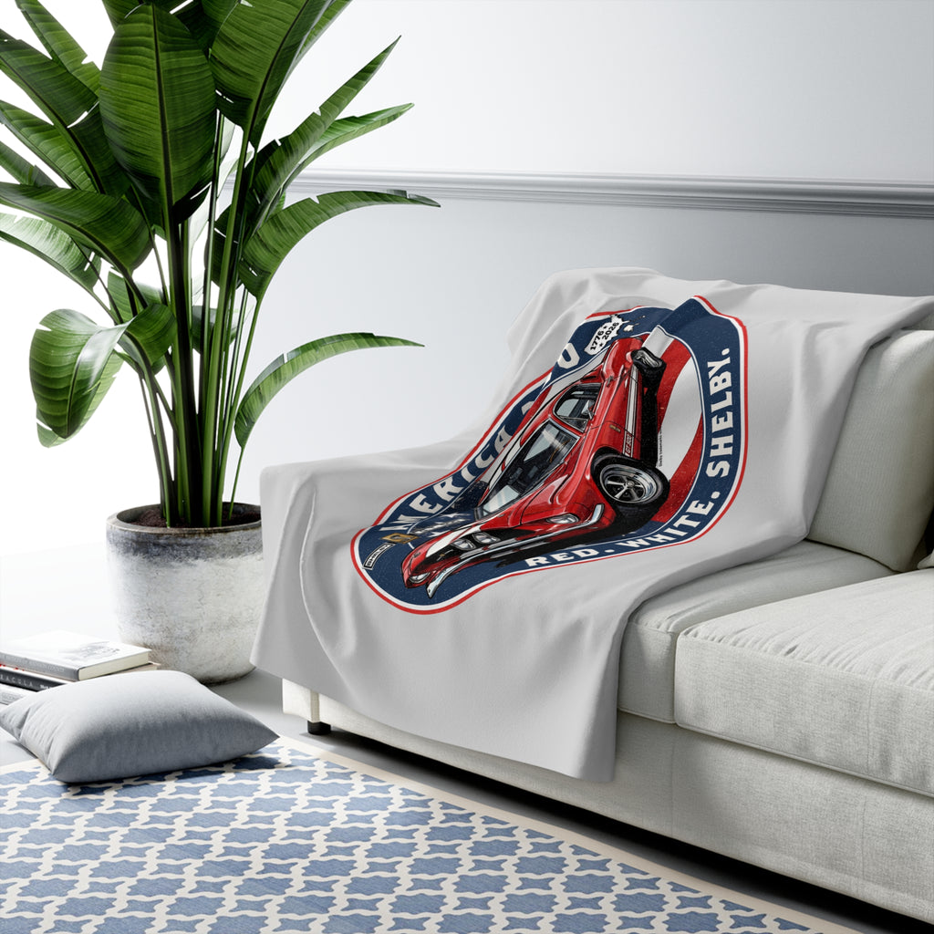 Shelby Red GT500 "Red. White. Shelby." America 250 Oval Premium Sherpa Blanket – 1776 to 2026