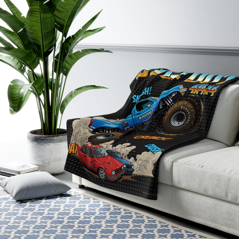 BIGFOOT 4X4X4® "Smash! Crunch! Crush Carbon" 50x60 USA-Made Sherpa Blanket — Ultra-Soft Plush Throw
