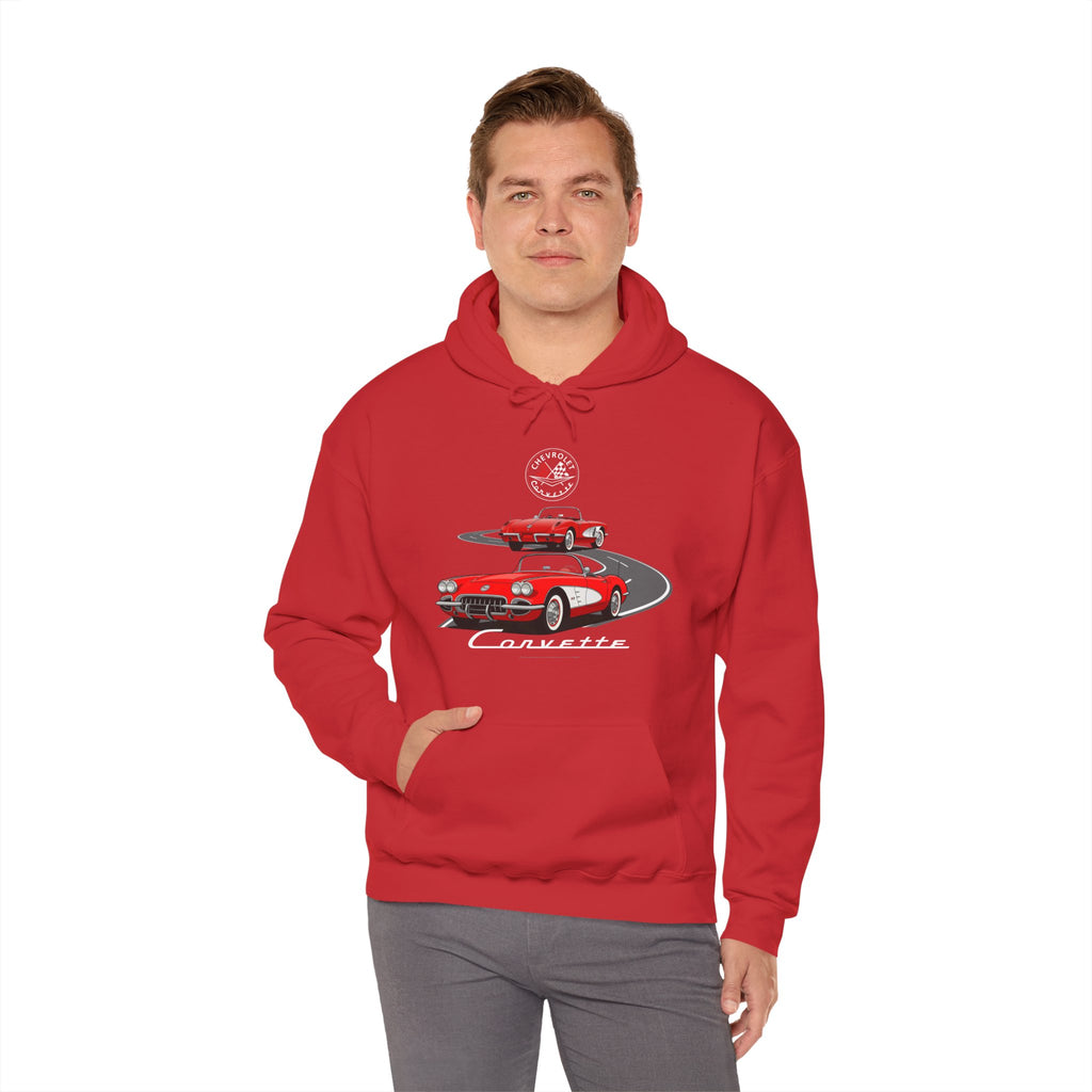 C1 Corvette Dual View Cotton Blend Hooded Sweatshirt – Legends of the Road, Perfect for the Corvette Fan