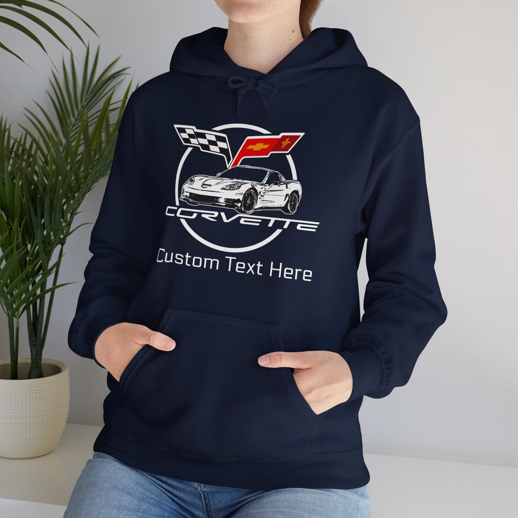 C6 Corvette Personalized Custom Car Color Cotton Blend Hooded Sweatshirt - WHITE