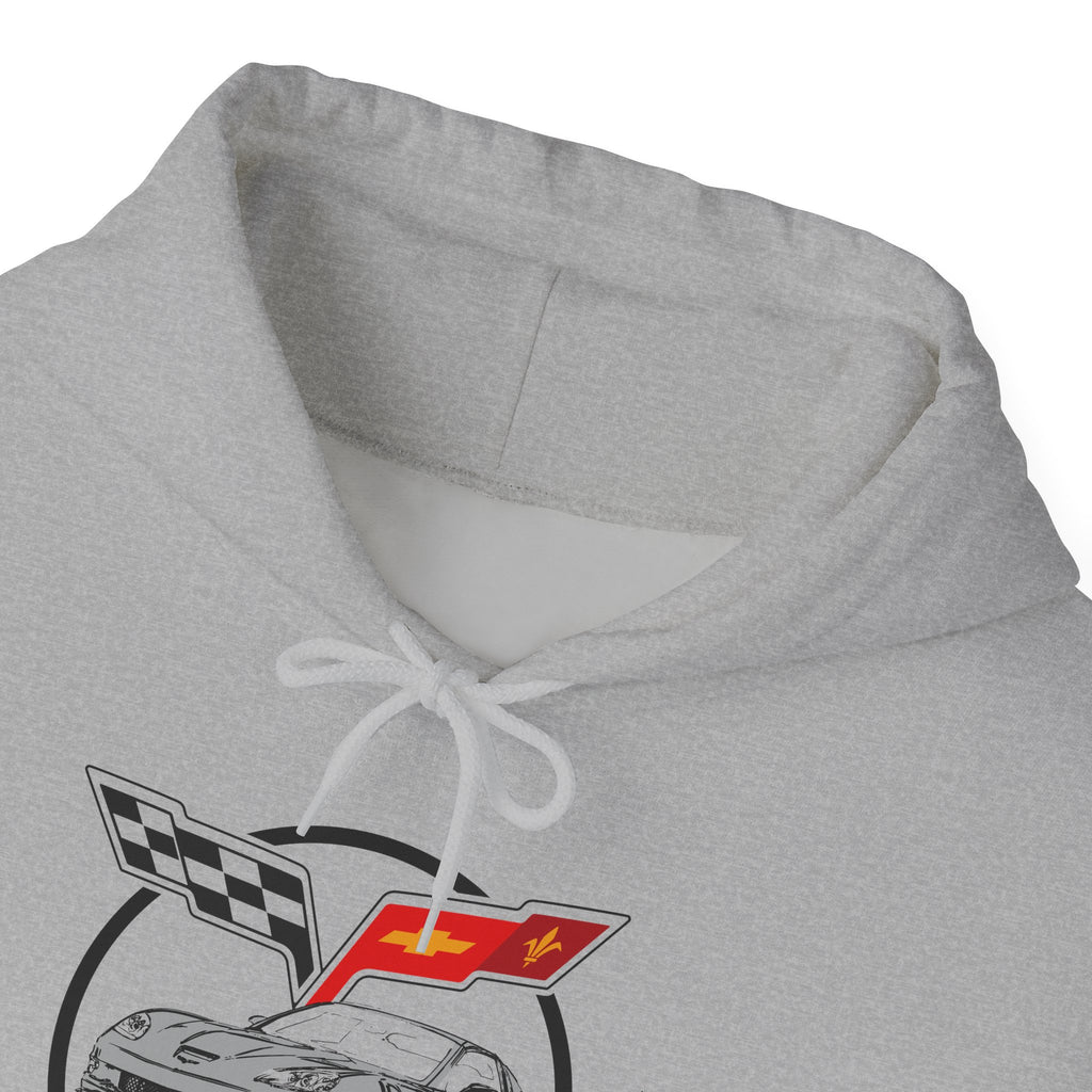 C6 Corvette Personalized Custom Car Color Cotton Blend Hooded Sweatshirt - GREY