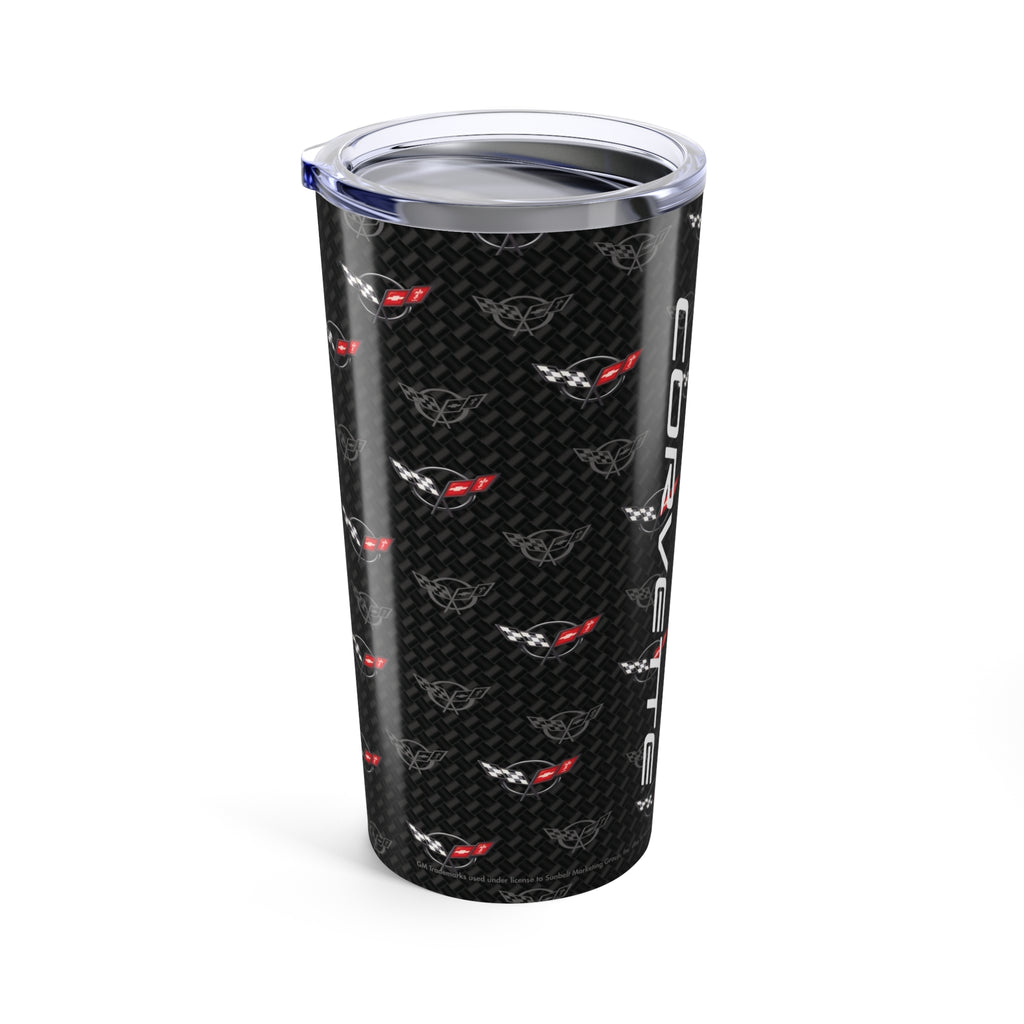 Corvette C5 Logo Toss  Pattern Carbon Tumbler 20oz | Retro Car Lover Travel Cup, Gift for Him, Car Enthusiast, Father's Day, Road Trip
