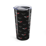 Corvette C5 Logo Toss  Pattern Carbon Tumbler 20oz | Retro Car Lover Travel Cup, Gift for Him, Car Enthusiast, Father's Day, Road Trip