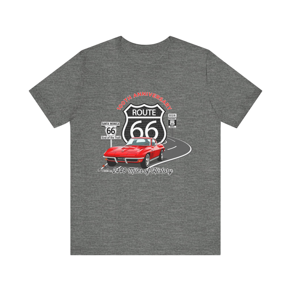 C2 Corvette Route 66 100th Anniversary Short Sleeve Tee – Legends of the Road, Perfect for the Corvette Fan