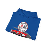 C1 Corvette Emblem & Track Cotton Blend Hooded Sweatshirt – Legends of the Road, Perfect for the Corvette Fan