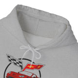 Personalized Chevy C6 Corvette Hoodie, Custom Red Car Color Cotton Blend Pullover Sweatshirt, Unisex Muscle Car Apparel, Gift for Enthusiasts