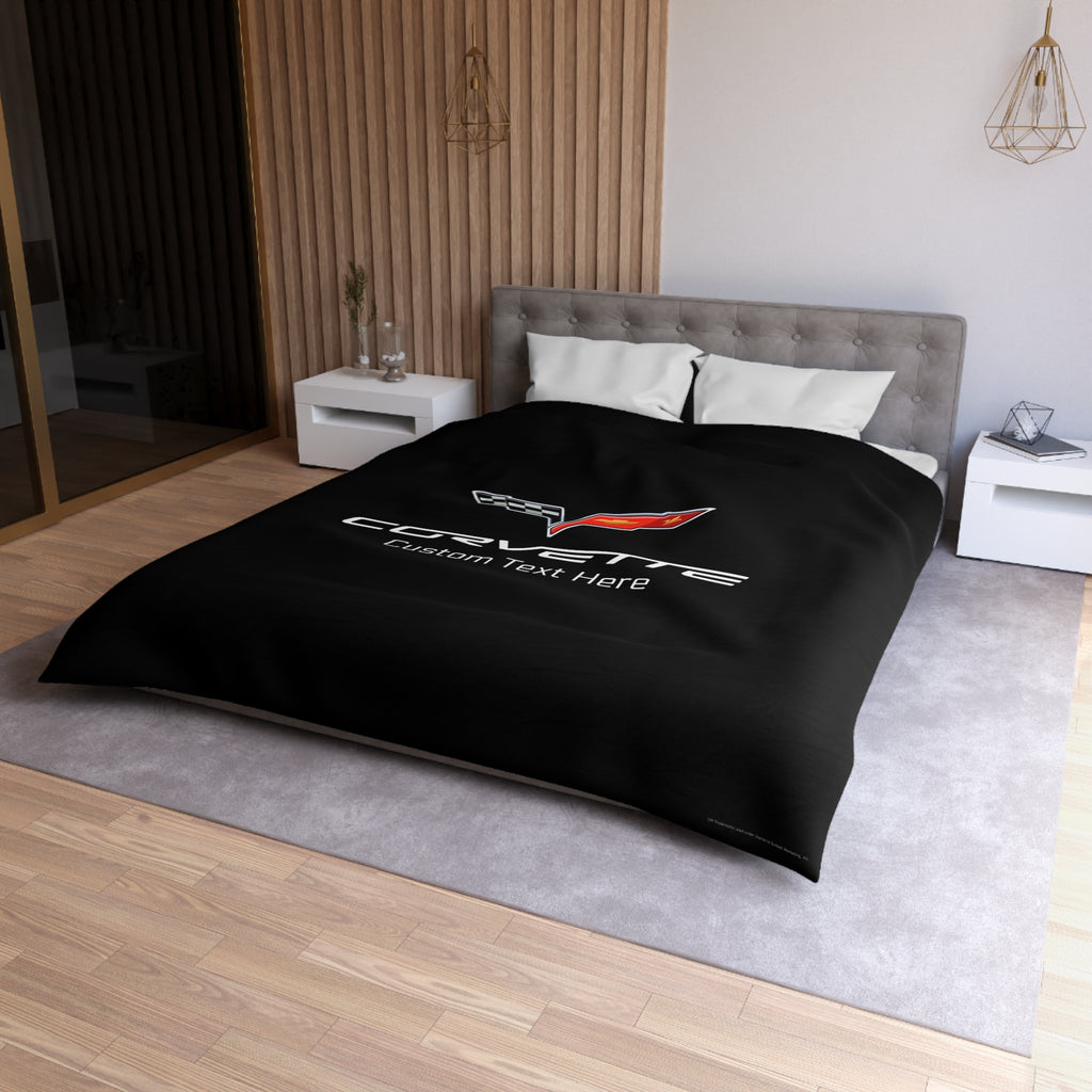 Corvette C6 Personalized Black Microfiber Duvet Cover – Sleek Style for Car Lovers