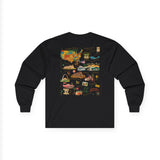 Legends of Route 66 100th Anniversary Landmark Collage Design Cotton Front and Back Printed Tee – Long Sleeve