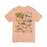 Legends of Route 66 100th Anniversary Landmark Collage Design Cotton Front and Back Printed Short Sleeve Tee