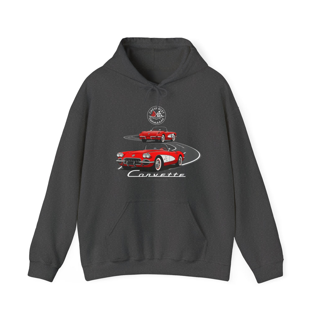 C1 Corvette Dual View Cotton Blend Hooded Sweatshirt – Legends of the Road, Perfect for the Corvette Fan