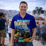 BIGFOOT 4x4 Monster Truck Hawaiian Shirt – VROOM & CRUSH Design, Blue Short Sleeve for Men