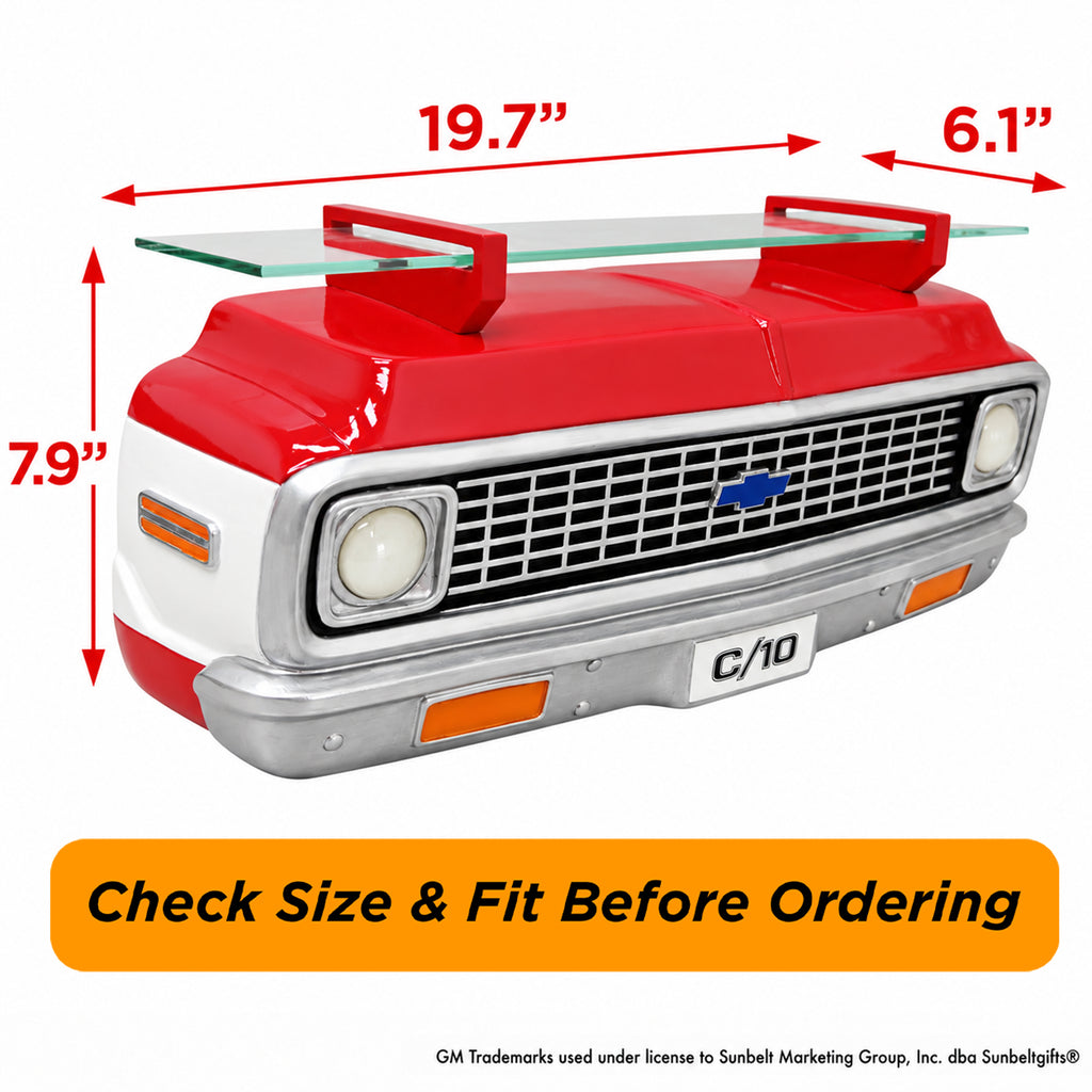 1972 Chevrolet C10 Red & White LED Wall Shelf – Tempered Glass