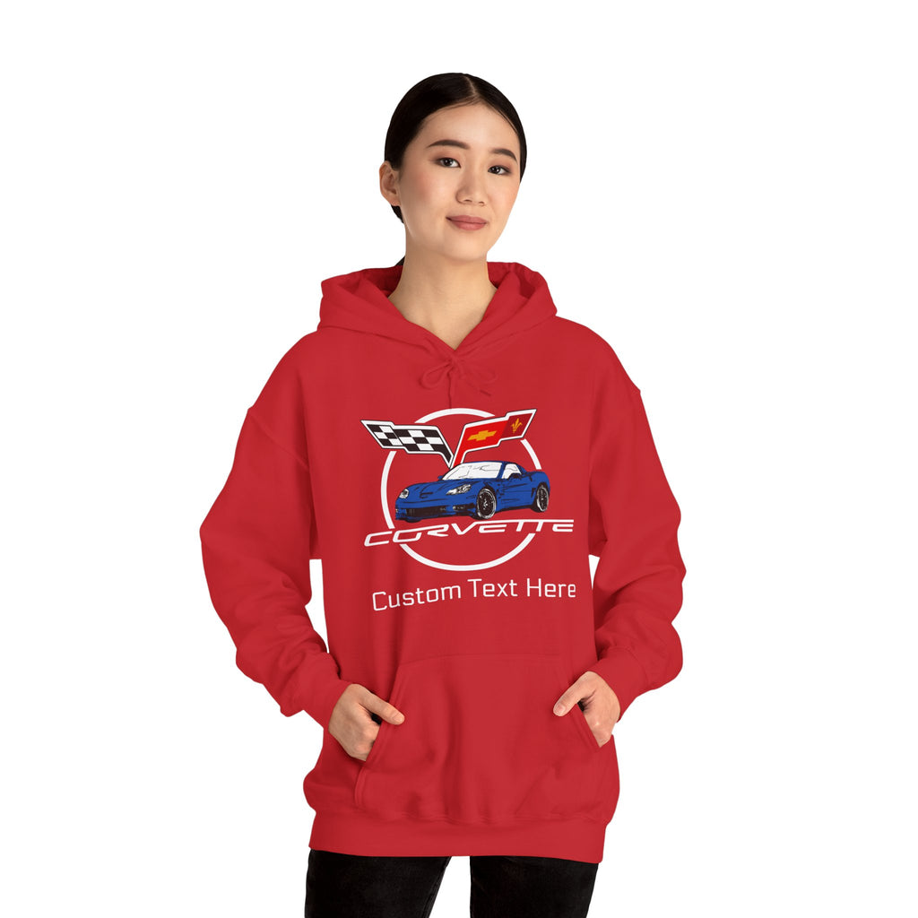 Custom Chevy C6 Corvette Hoodie, Personalized Blue Car Color Sweatshirt, Unisex Pullover for Car Enthusiasts, Great Gift for Corvette Fans