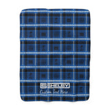 Carroll Shelby Blue with White Stripe Personalized Plaid Sherpa Blanket, 50x60