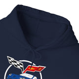 Custom Chevy C6 Corvette Hoodie, Personalized Blue Car Color Sweatshirt, Unisex Pullover for Car Enthusiasts, Great Gift for Corvette Fans