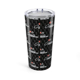 Corvette C2 Logo Repeat Pattern Carbon Tumbler 20oz | Retro Car Lover Travel Cup, Gift for Him, Car Enthusiast, Father's Day, Road Trip