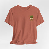 Legends of Route 66 100th Anniversary Landmark Collage Design Cotton Front and Back Printed Short Sleeve Tee