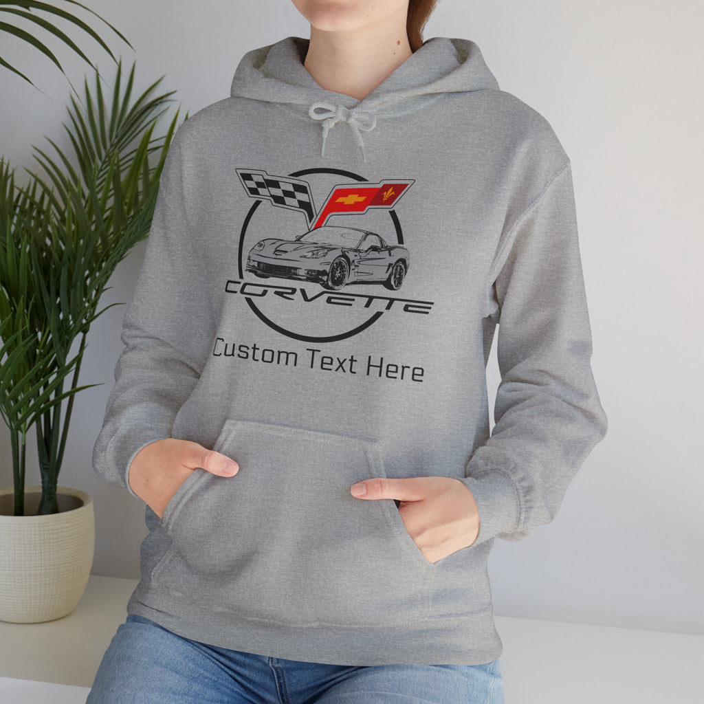 Personalized Chevy C6 Corvette Hoodie, Custom Car Color Cotton Blend Pullover Sweatshirt, Unisex Muscle Car Apparel, Gift for Corvette Fans