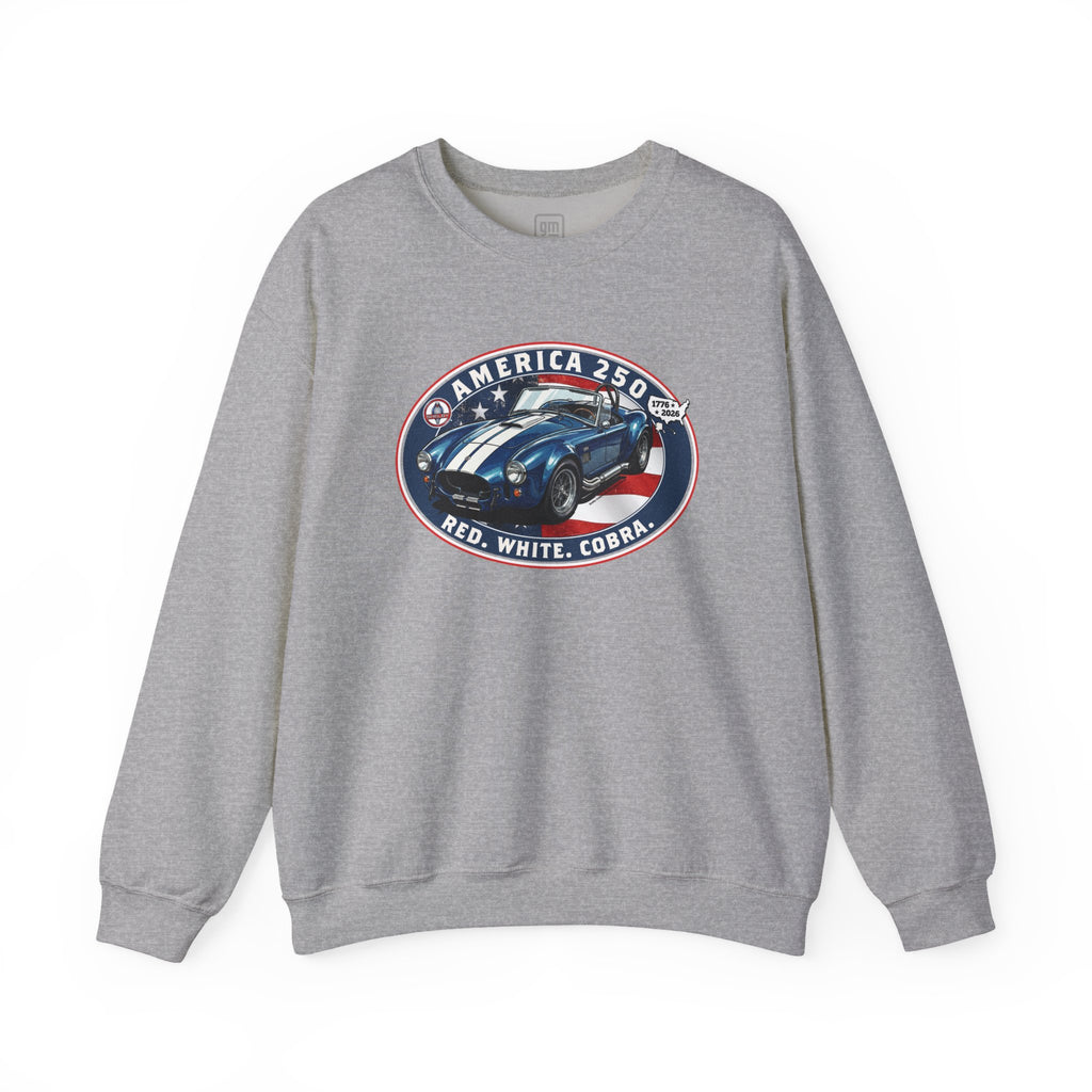 Shelby Blue Cobra 427 "Red. White. Cobra." America 250 Oval Crewneck Sweatshirt
