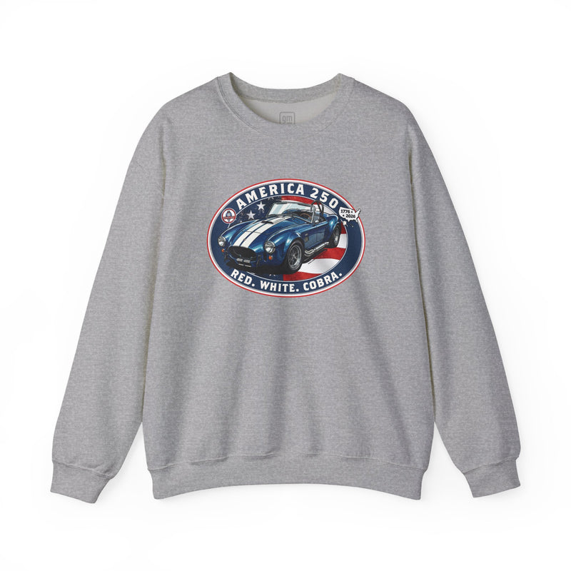 Shelby Blue Cobra 427 "Red. White. Cobra." America 250 Oval Graphic Crewneck Sweatshirt