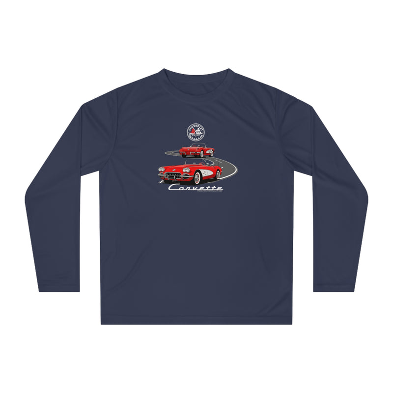 C1 Corvette Emblem & Track Performance Long Sleeve Shirt – Legends of the Road, Perfect for the Corvette Fan
