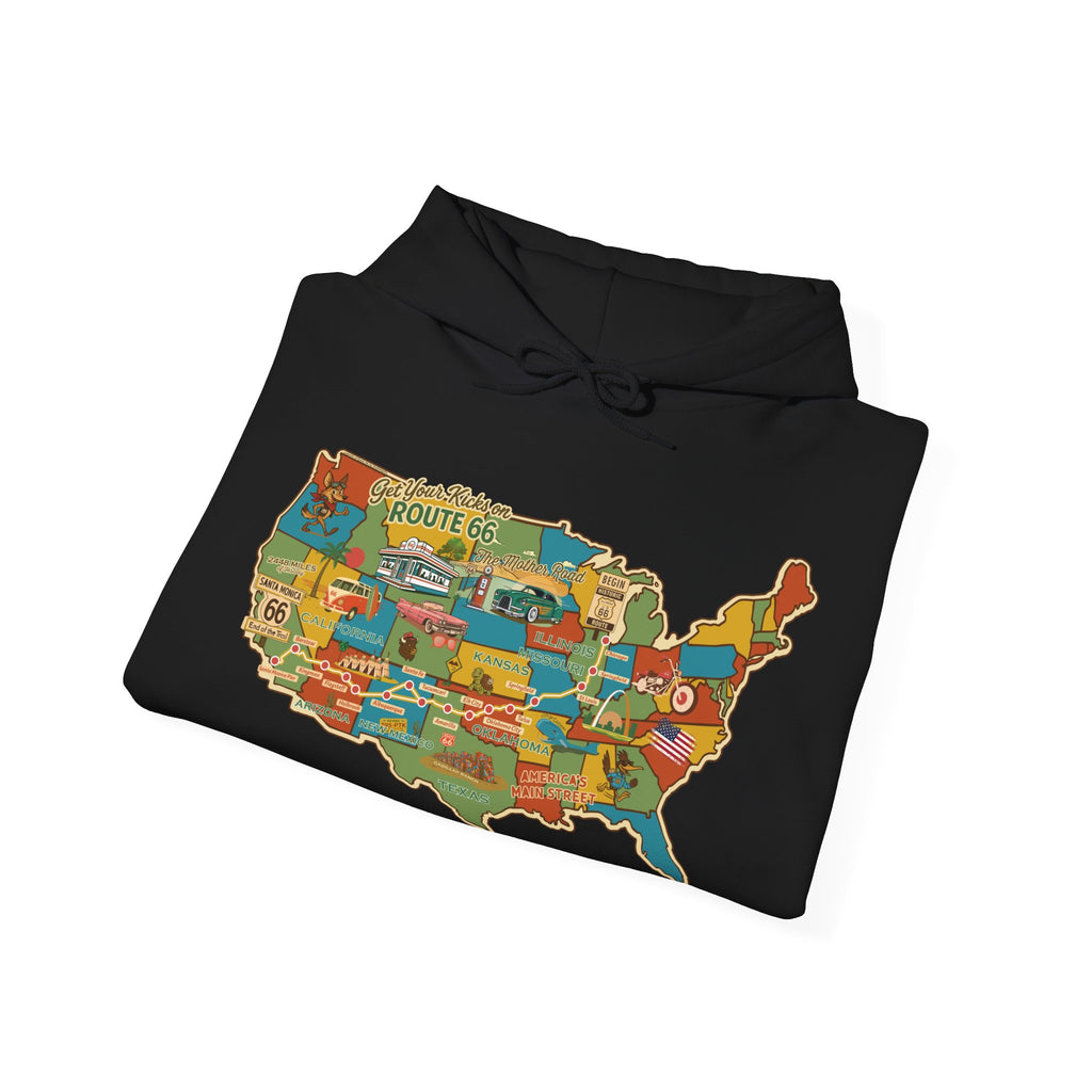 Legends of Route 66 100th Anniversary USA Map Personalized Unisex Fleece Hoodie Sweatshirt